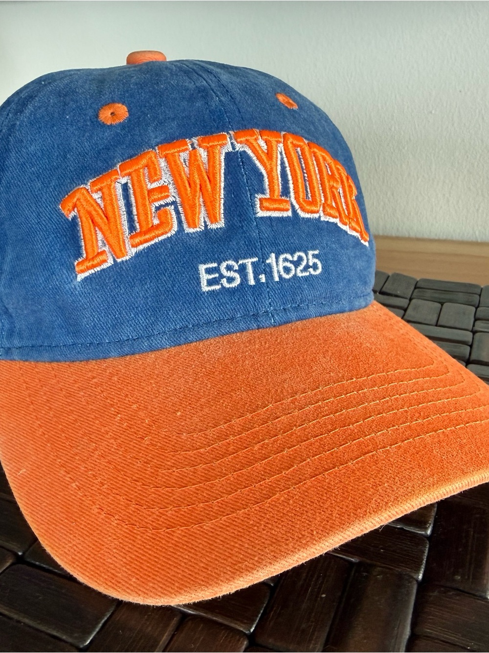 NWT New York Embroidered Baseball Hat — Knicks Blue & Orange